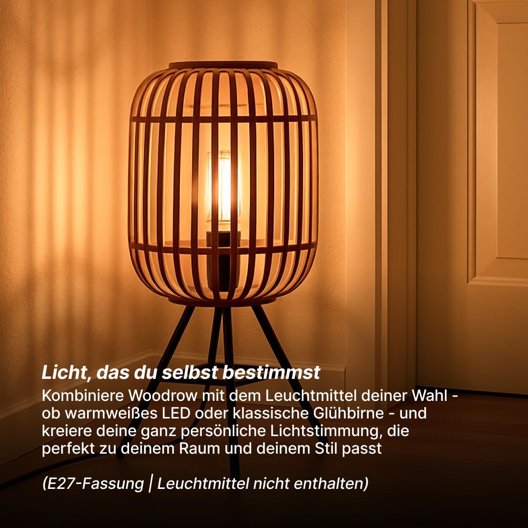 BRILLIANT Woodrow Tischleuchte hellbraun, E27, LED-geeignet