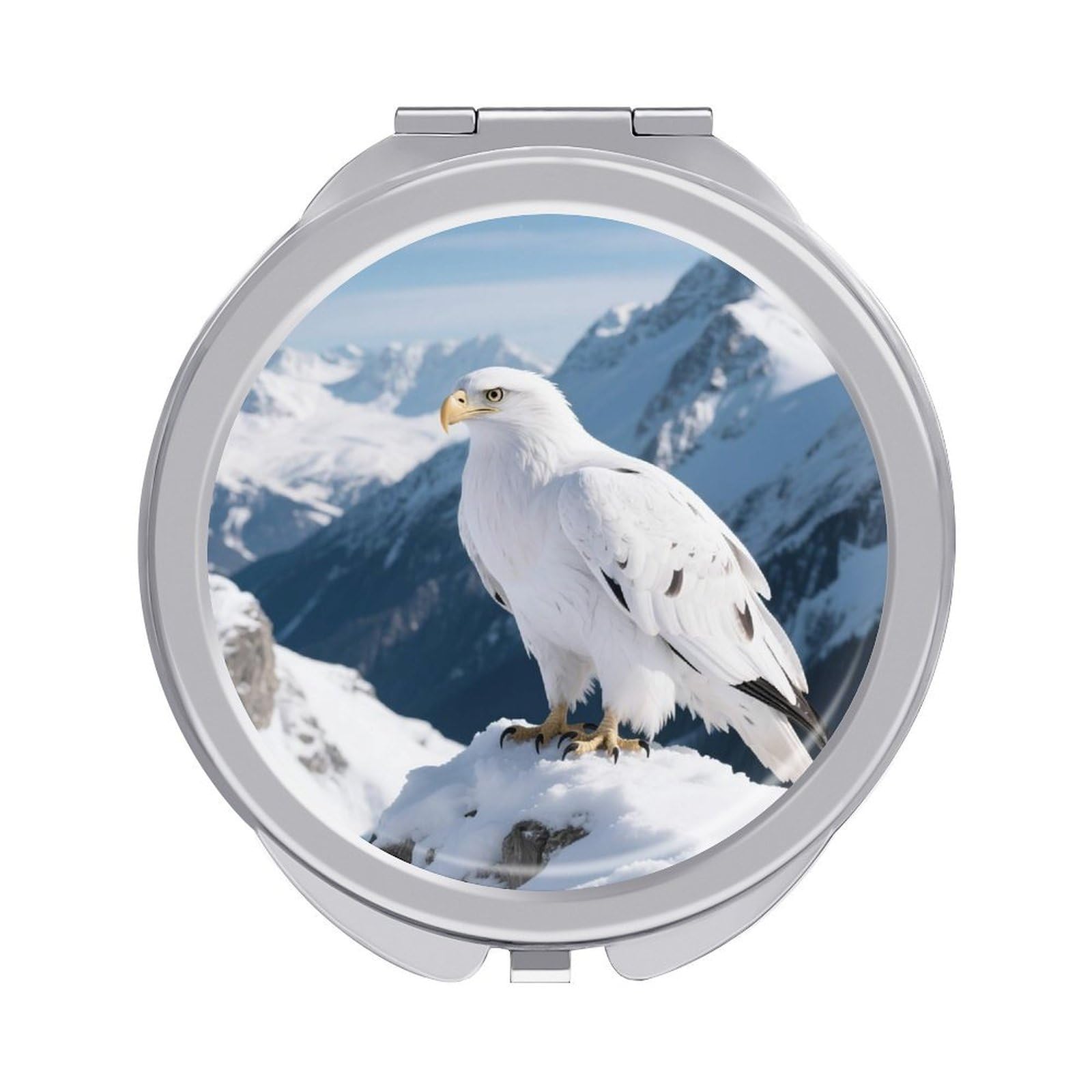 FodPand Compact Hand Mirror with 1x/2x Magnifying Round Travel Makeup Mirror Mini Foldable Real Eagle Cosmetic Mirrors Travel Essentials Gift for Women Girl Portable for Pocket Purse -Silver