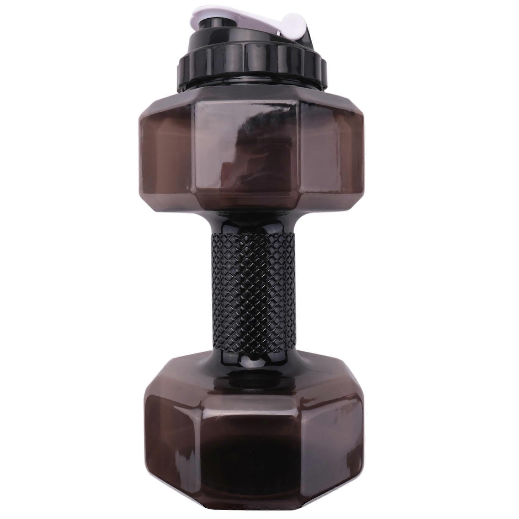 JOYHAPPST 75 Oz (2.2 L) Dumbbell Shaped Water Bottle Big Capacity Free Flip Top Leak Proof lid black