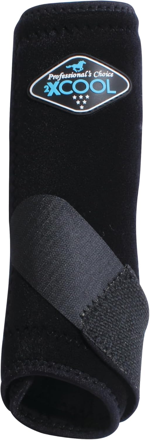 Professional's Choice 2XCOOL Sports Medicine Horse Boots | Protective & Breathable Design for Ultimate Comfort, Durability & Cooling in Active Horses | 2 Pack Medium Black