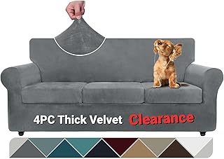 Velvet Sofa Cover for 3 Cushion Couch – ZNSAYOTX Stretch Slipcover