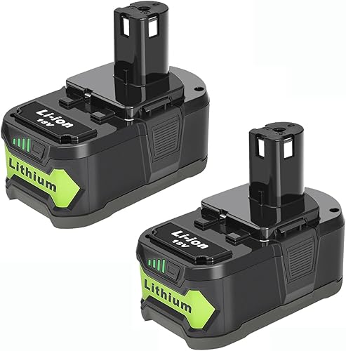 Paquete de 2 baterías de repuesto de 6.0Ah para batería Ryobi de 18 V, potencia y fiabilidad extendidas