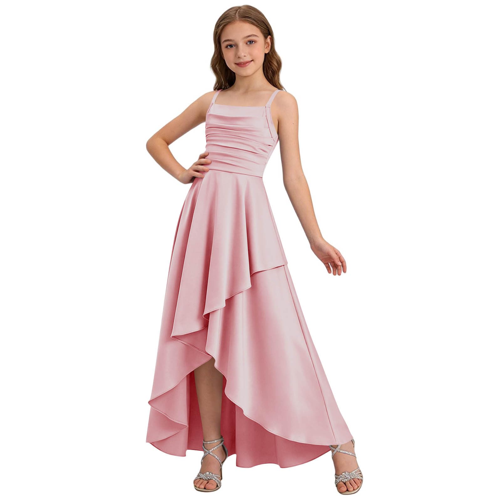XINYUNZU Kleider Mädchen A-Linie Kleid Festlich Leichte Sommerkleid Lang Trägerkleid Abendkleider Festliches Mädchenkleider Ballkleid Freizeitkleid Kinder Cute Dress Girl Elegante Kinderkleider - 2