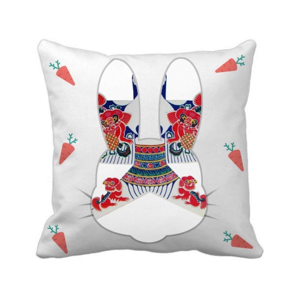 Kite motif lapin coussin carré couverture pour une décoration culturelle chinoise élégante