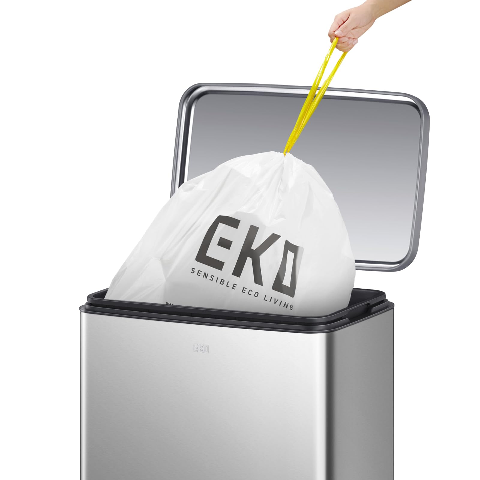 EKO Poubelle Cuisine Madison 30L avec Pédale | Acier INOX Anti-Traces | Fermeture Ralentie et Silencieuse | Compact Moderne Salle Bain