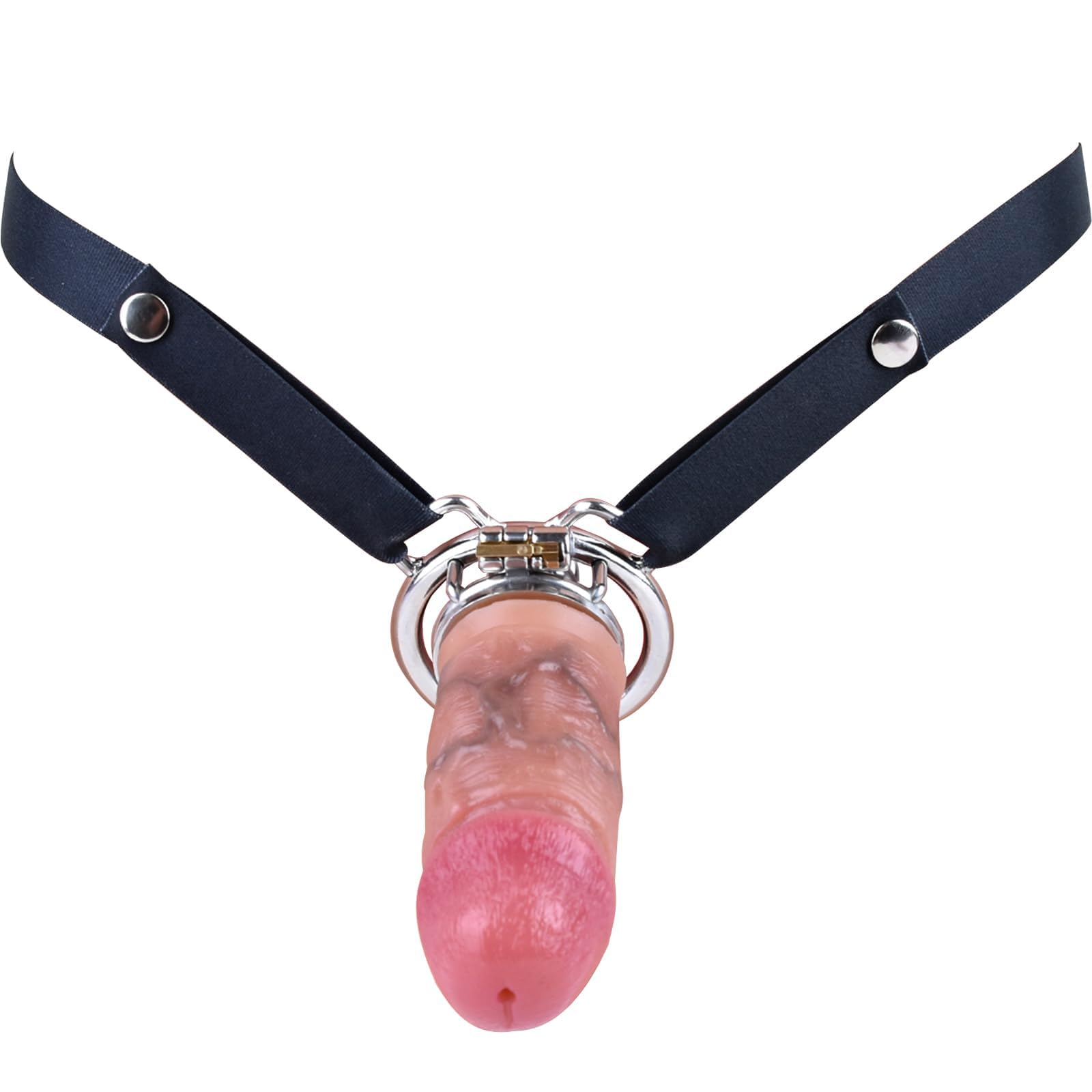 AMAZBEE Cinturón de Castidad Pene Consolador Portátil Adulto Jaula Pequeño Pene Correa Ajustable Masturbador de Silicona para Mujeres SM Fetish Bondage Juguetes Sexuales (Black-45mm)