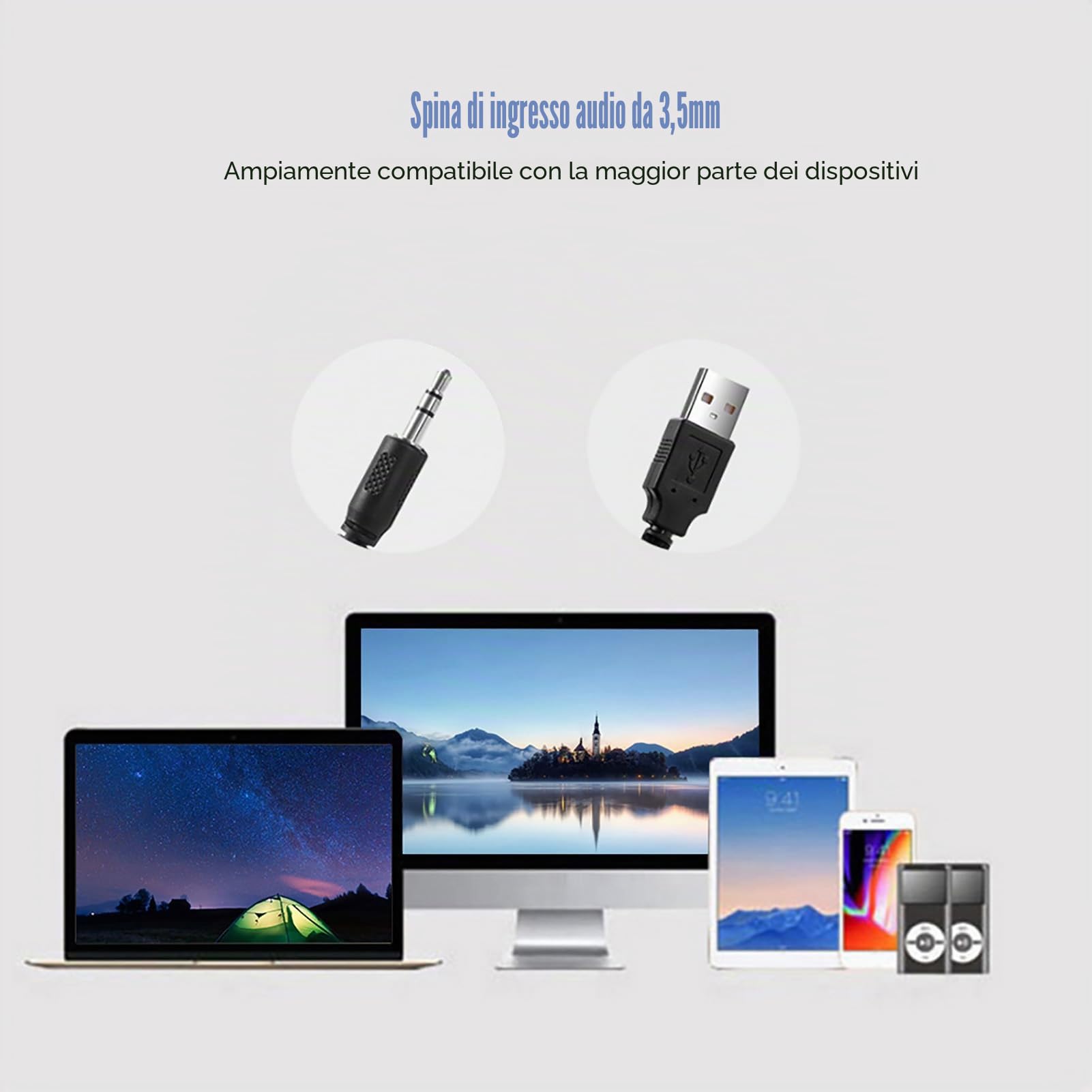 Ejoyous Soundbar portatile, soundbar stereo con cavo USB, lettore musicale, Bass Surround Soundbox con connettore audio da 3,5 mm, per PC, telefoni cellulari, desktop, laptop, TV, tablet, MP3, MP4