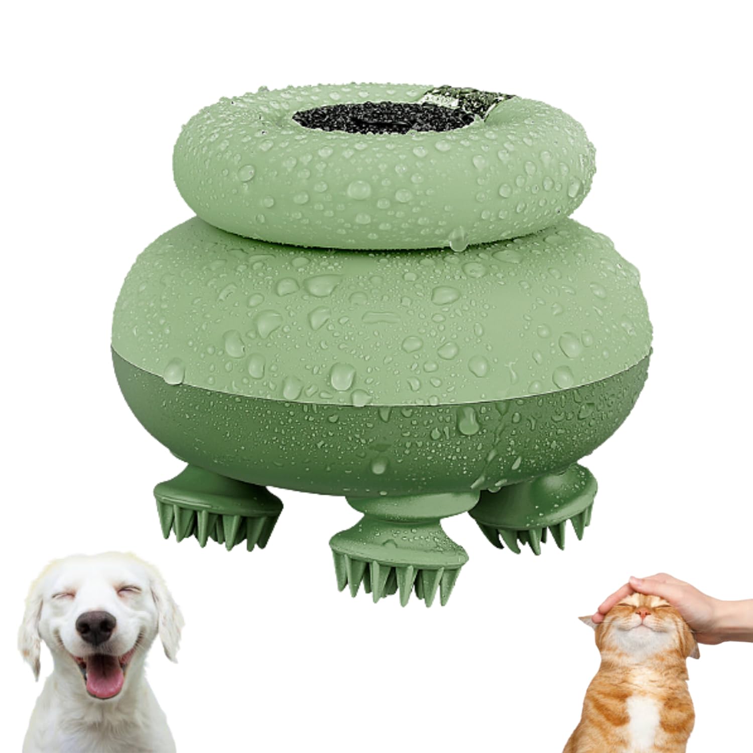 Homesnew Electric Pet Massager for Cats and Dogs, Cordless Handheld Cat Head Massager Waterproof with Non-Slip Silicone Grip, Head and Back Scratcher for Relaxation (Sage Green)