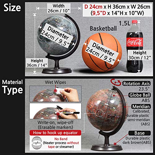 Mapsoft Explorer Illuminated Moon/Mars 2 Globe Set, 24Cm/9.5", 2Mri-24, Moon Globe, Mars Globe, Moon Lamp, Mars Lamp, Moon Light #TOP2