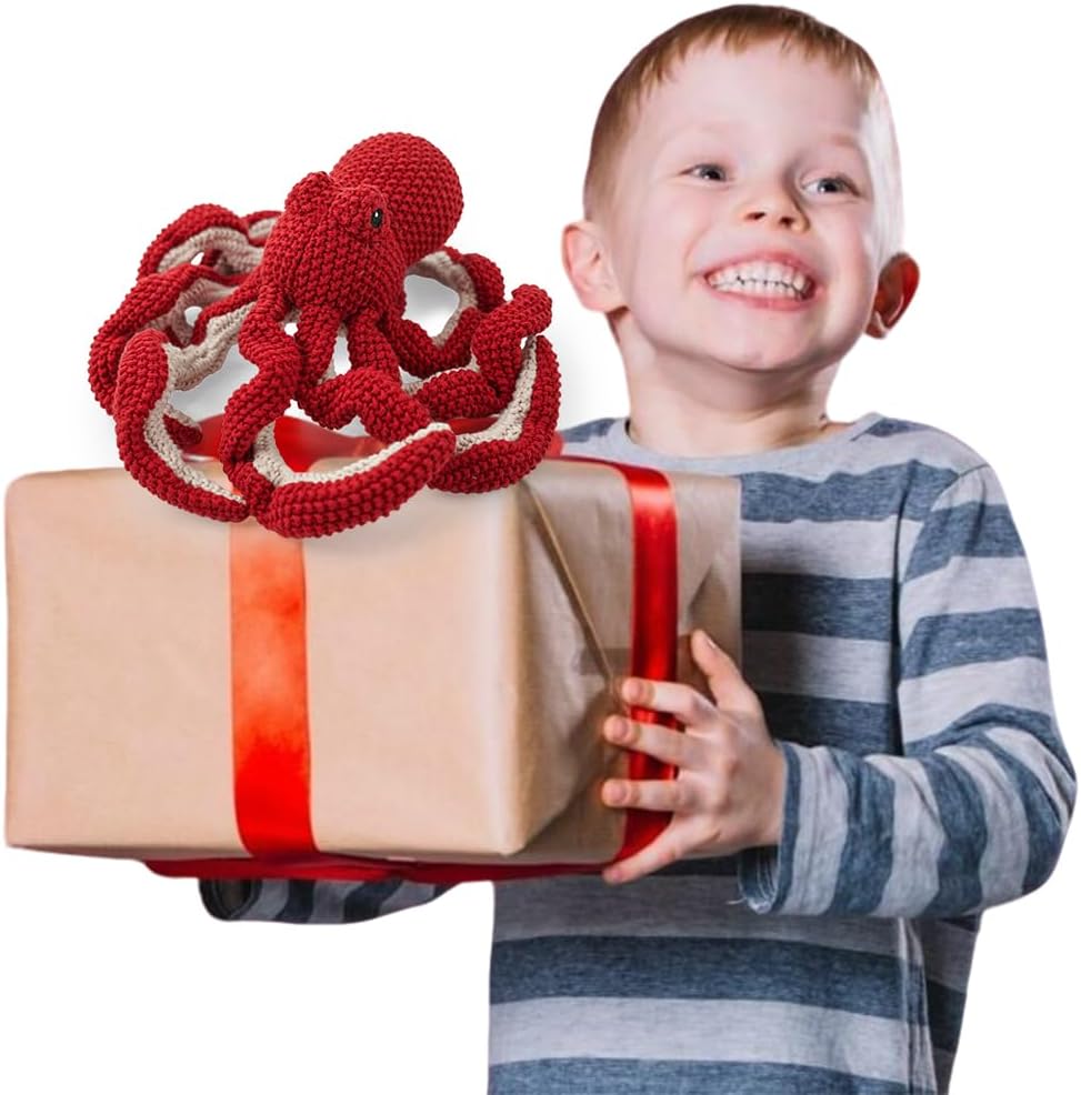 Stuffed Animal for Kids,8inch Ocean Toys Hand Knit Doll Baby Cute Doll Bed Time,Handmade Knit Octopus Animal Toy Soft Cotton Knitted Animals Teddy Bear Christmas Birthday Gifts (Octopus) - Image 4