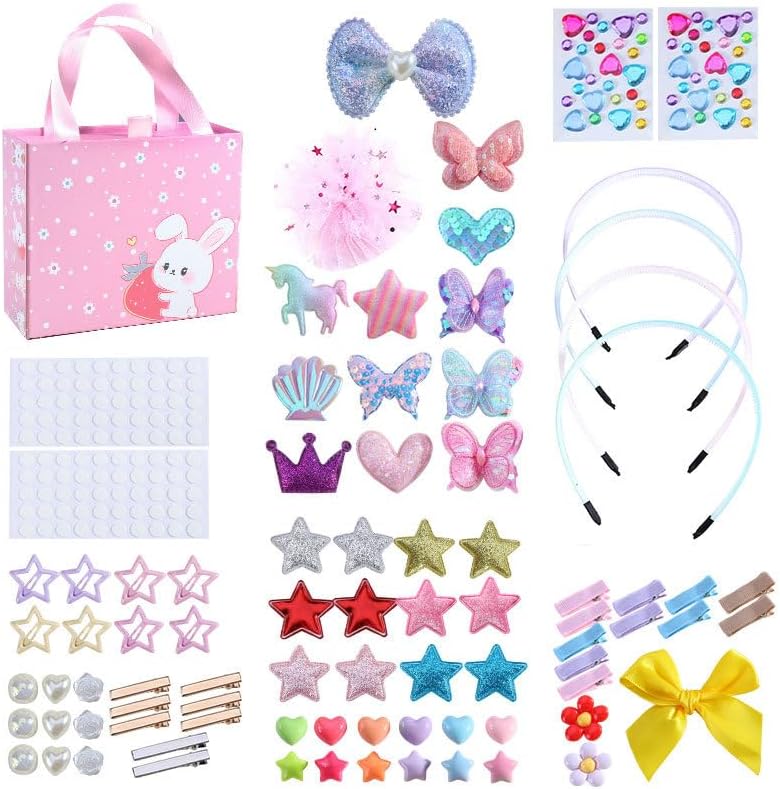 Arts and Crafts Kit for Girls - DIY Headband Making Kit for Girls, Fashion Hair Accessories Set, Art & Craft Gift for Kids 6-8 - Ideal Gifts for 5 6 7 8-12 Year Old Girl, 88Pcs