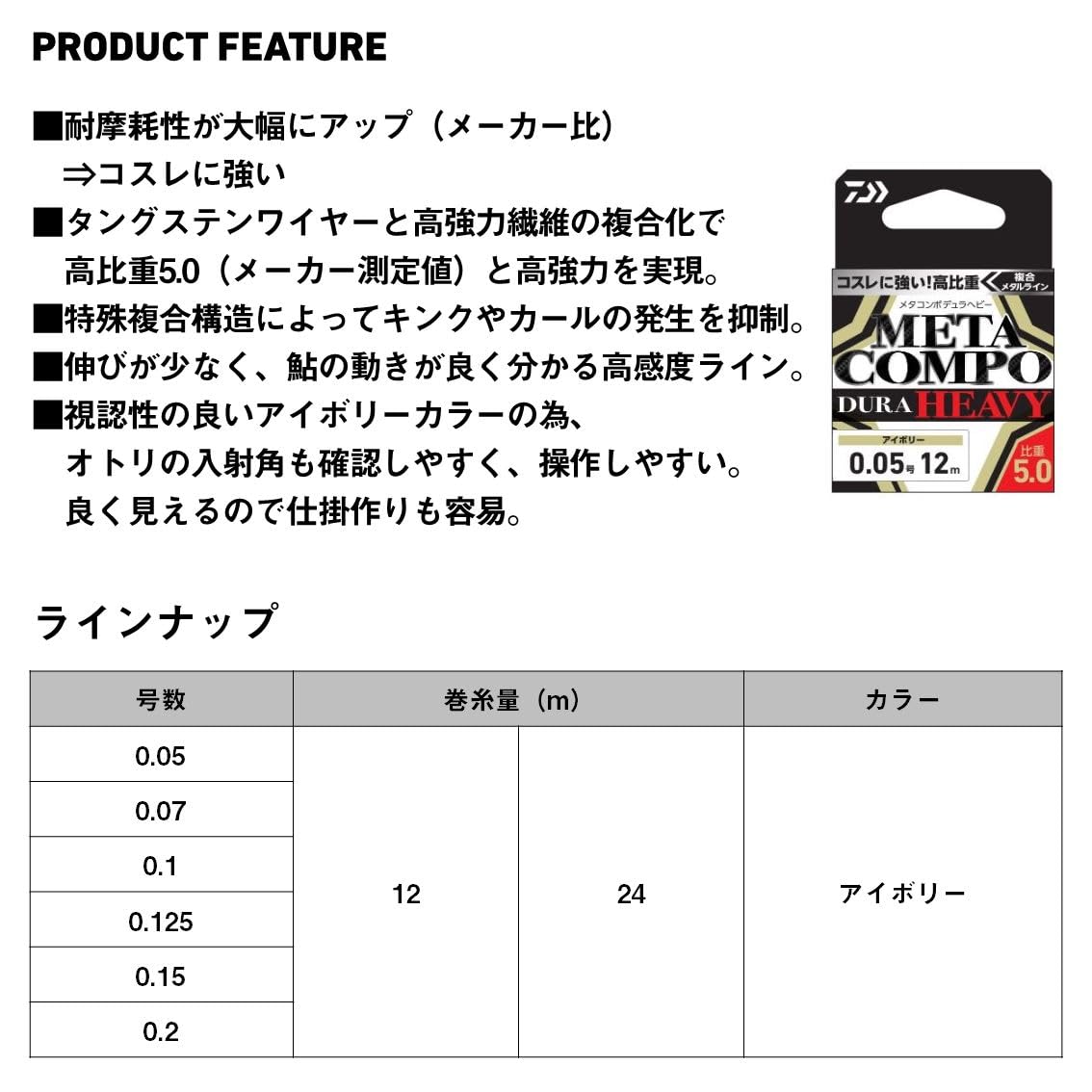 Amazon.co.jp: ダイワ(DAIWA) 金属ライン メタコンポデュラヘビー 0