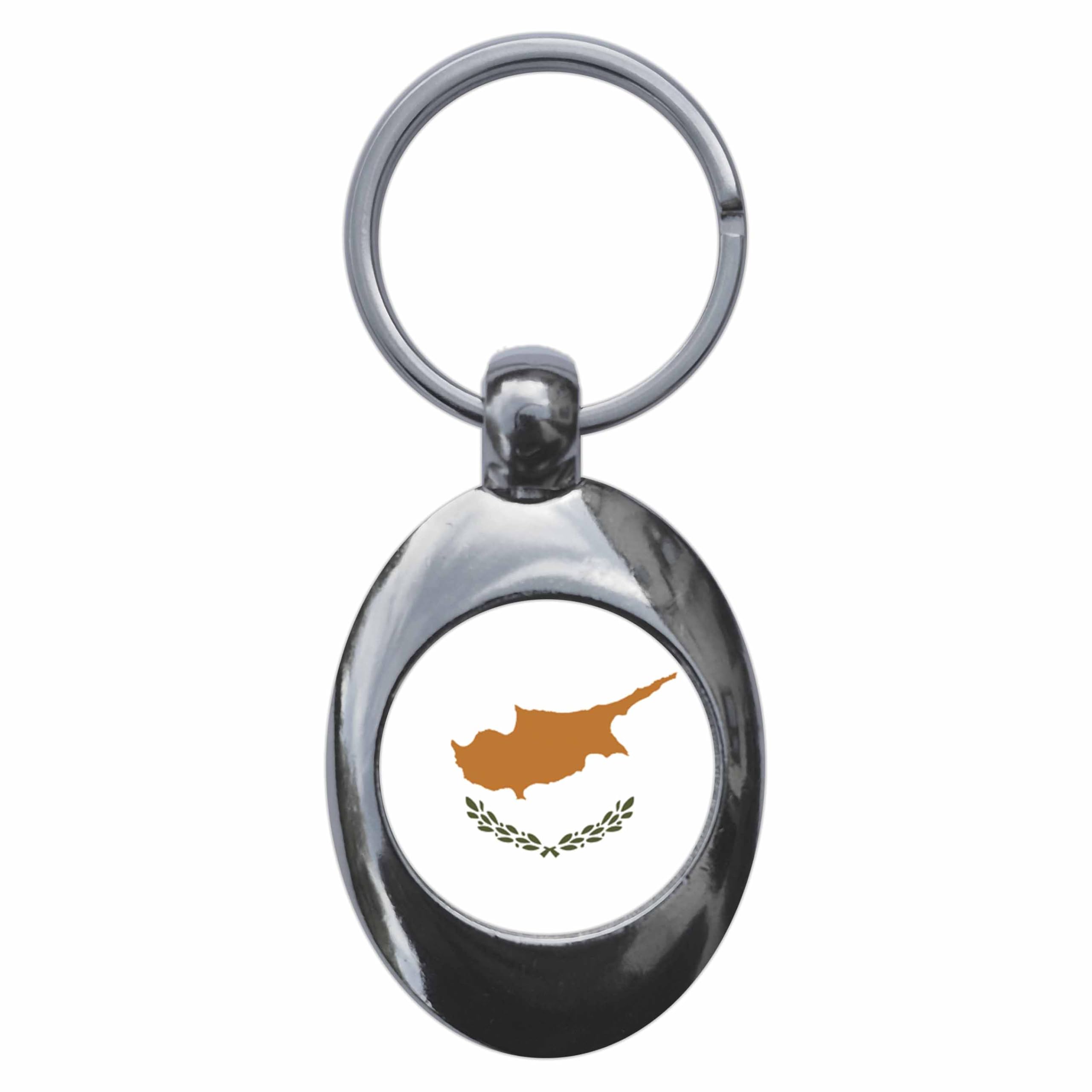 Ozorath Cyprus National Flag Keyring Keychain Key Ring Chain With Trolley Coin