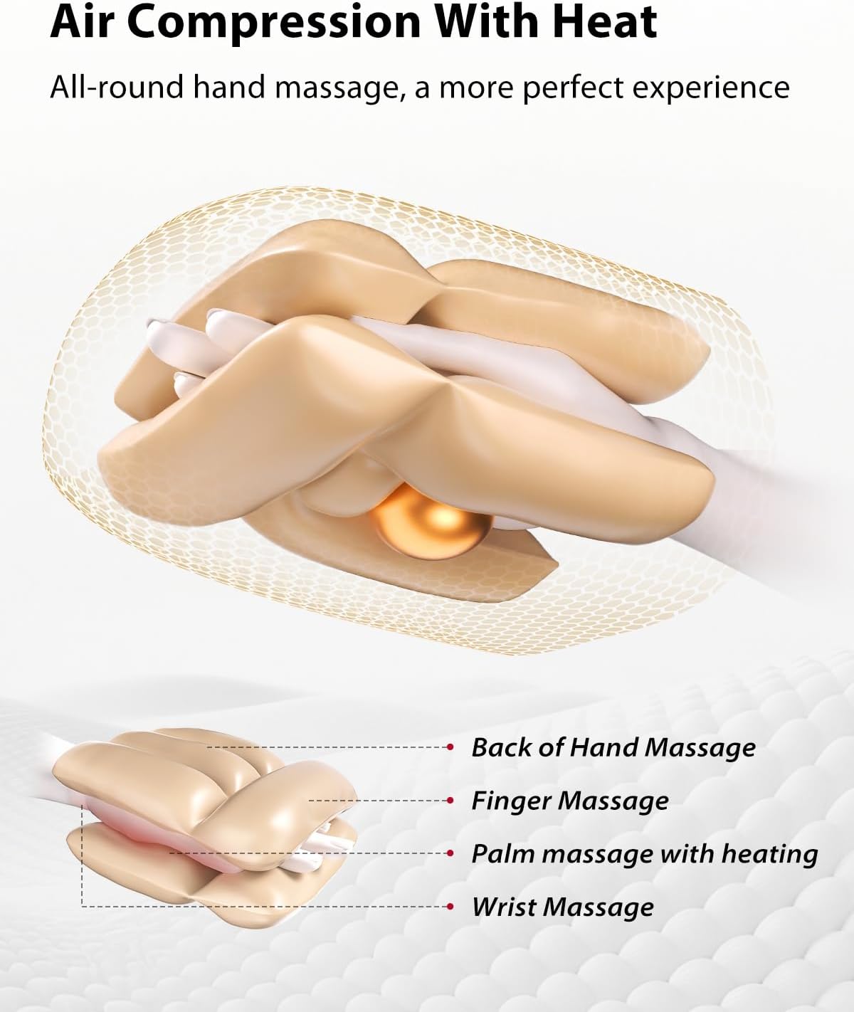 CINCOM Upgraded Hand Massager with Heat and Compression for Arthritis and Carpal Tunnel - Cordless & Rechargeable (Black & Gold) - Image 3