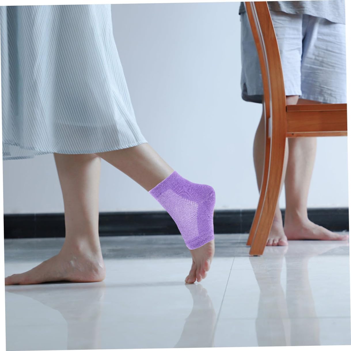 4 Pairs Breathable Gel Heel Socks with Moisturizing Protection for Cracked Heels Elastic Foot Sleeves for Dry Skin Care