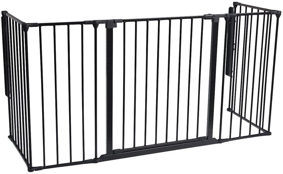 Safetots Multiple Panel Fireplace Protection Gate, 46 cm Depth x 164 cm Width, Black, Child Safety and Pet Protection, Fireplace Gate Door Safety Gate for Children and Pets, Easy Installation