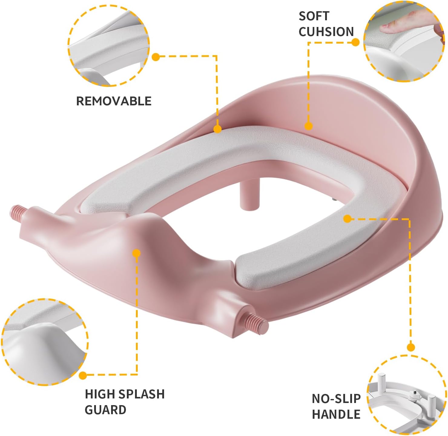 3 in 1 Potty Training Toilet Seat & Toddler Step Stool with Potty Train Chair Adapter and Extra Wide Non-Slip Ladder Potty Seats with Raised Guardrail and Splash Protection Design for Kids 1-3 Years