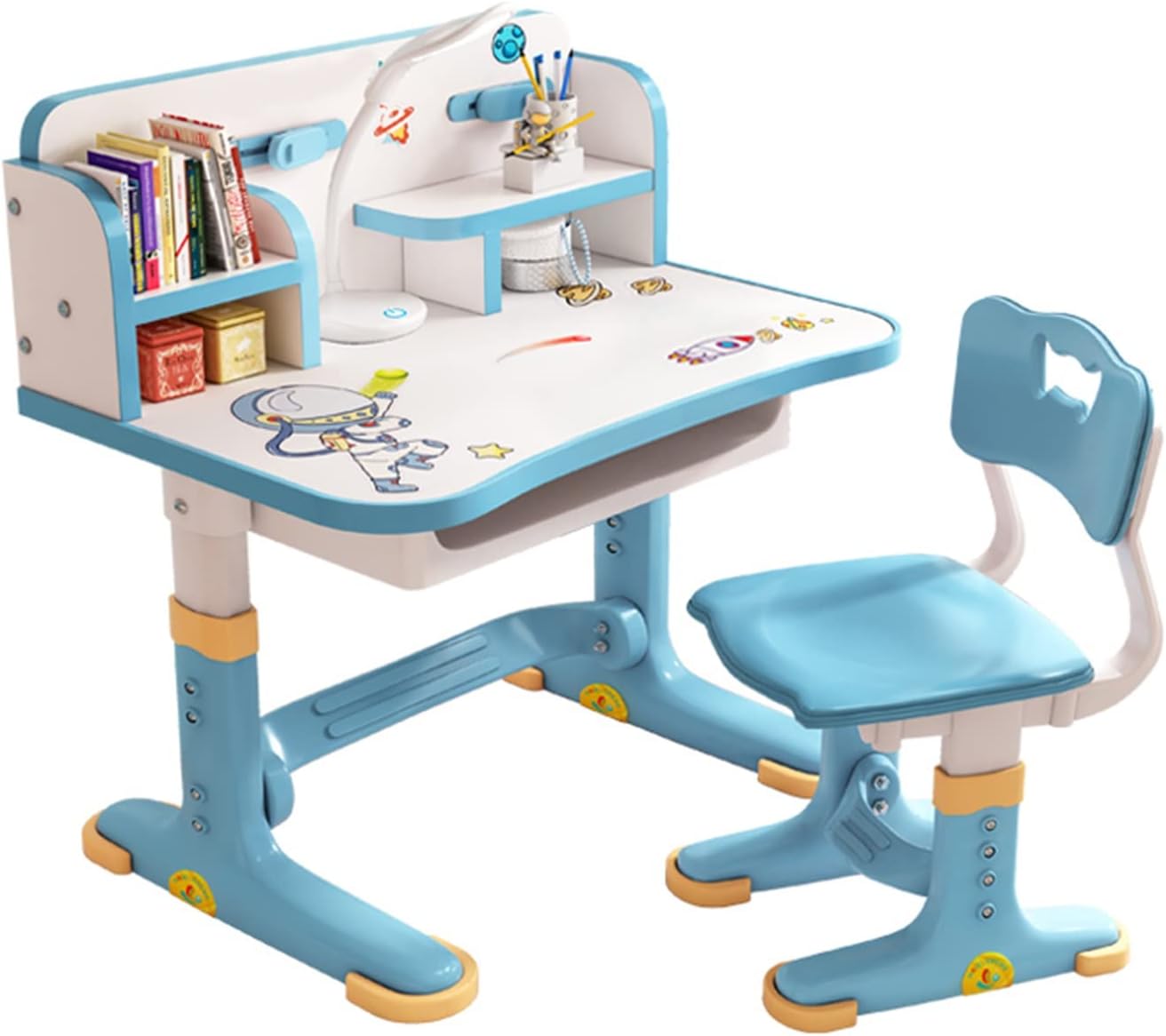 Erhigher Kids Desk and Chair Set, Adjustable Height Cartoon