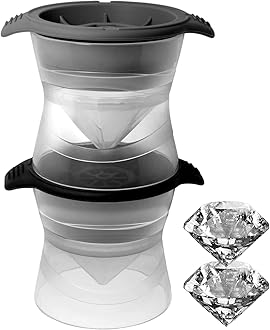 Meetall 2 Pack Diamond Shape Ice Cube Mold for Whiskeys,Cocktails and Soft Drinks.Slow Melting,Long-lasting Chilled.2.5x1.8 inch.2 Colors Grey and Black.