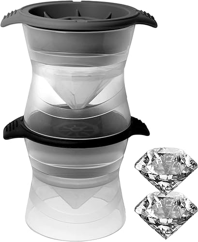 Meetall Paquete de 2 moldes para cubitos de hielo en forma de diamante para whiskies, cócteles y refrescos. Derretimiento lento, frío de larga