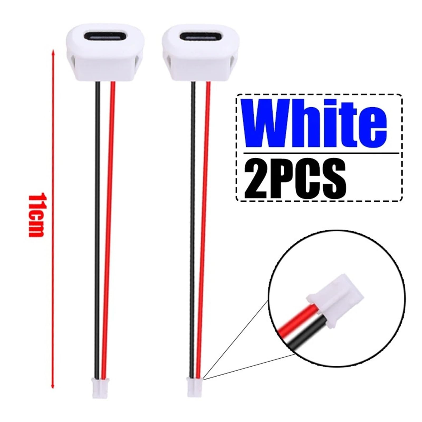 Connettore USB tipo C femmina, porta jack di ricarica 3A con fibbia per scheda (set A-bianco (2 pezzi)