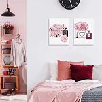 HPNIUB Moderne Poster Set mit Rahmen,Rosen Blumen Poster Wandbilder für Wohnzimmer Deko,Stilvolles Set mit passenden Bilder für Mädchen Frauen Schlafzimmer,Make Up Leinwand Bilder Kunstdruck Wanddeko
