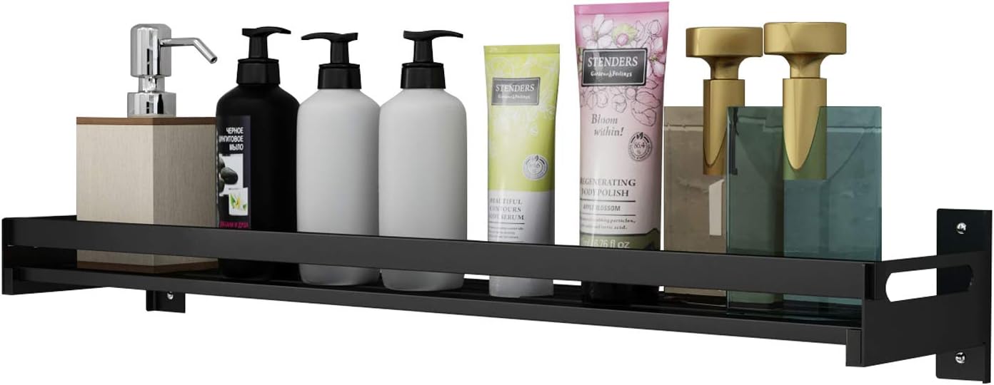 TAGLINES Spice Rack Single-layer Wall-mounted Kitchen Spice Rack Wall Mount Organizer for Pantry Condiment OrganizerBathroom Shelf-Space Saving Wall Spice Shelf(5.91" W 23.62" L) Black