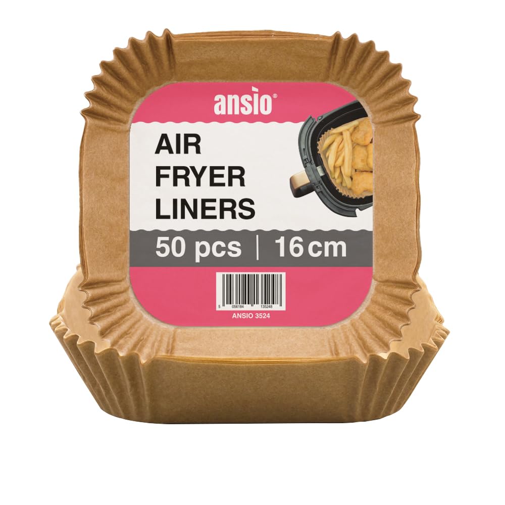 ANSIO Air Fryer Paper Liners 50 PCS Square Disposable Liners, 16cm x 16cm x 4.5cm Inner Fit for COSORI Ninja