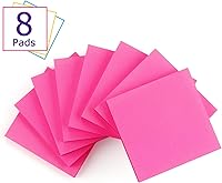 Vista 2 de Notas adhesivas 3x3 pulgadas Notas autoadhesivas de colores brillantes 8 blocs 80 hojas/bloc (Rojo Rosa)