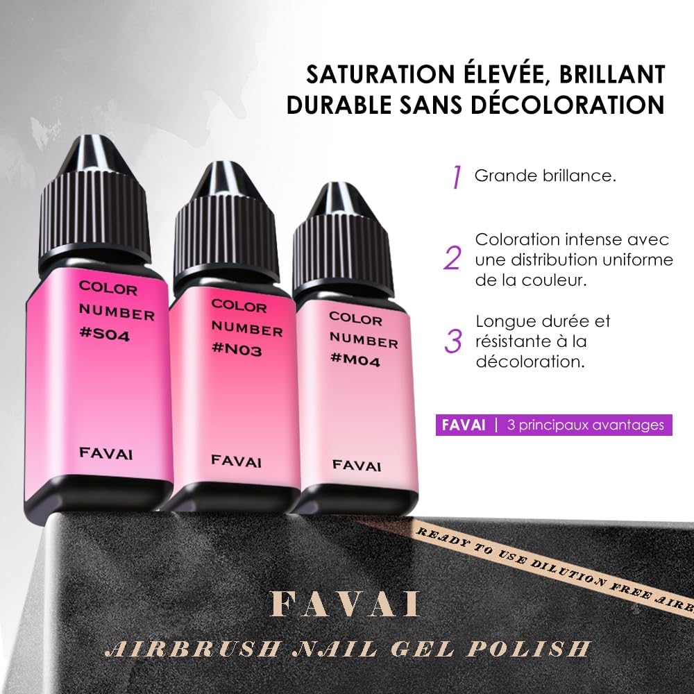 FAVAI Selection 24 kolory Zestaw żelowych lakierów do paznokci Airbrush Air - gorąca kolekcja 24 * 10ml