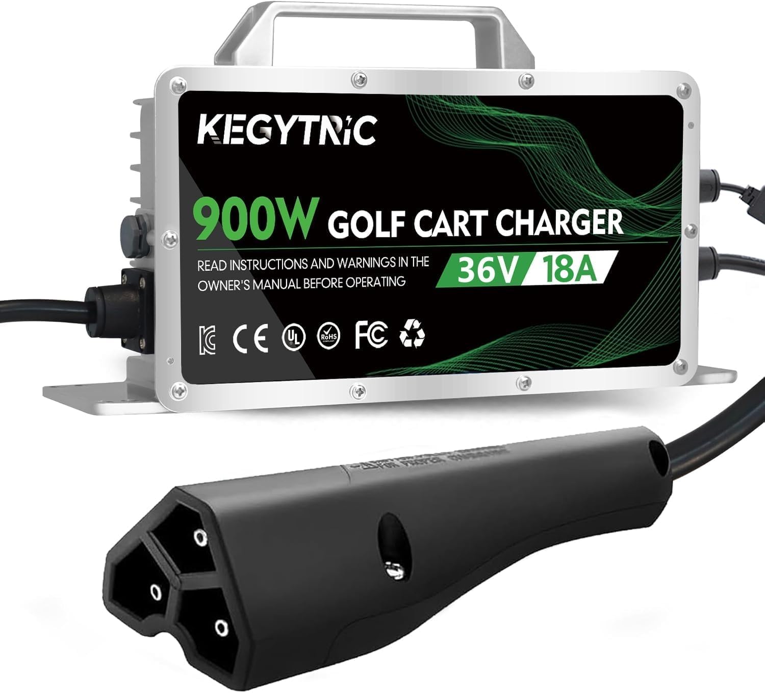 18 AMP 36 Volt Golf Cart Battery Charger for EZGO RXV&TXT with 3-Pin Triangular Plug, 20% Faster & Safer 900W EZGO Charger for Lead Acid Battery, Auto Power-Off Protection, IP67 Waterproof & Portable