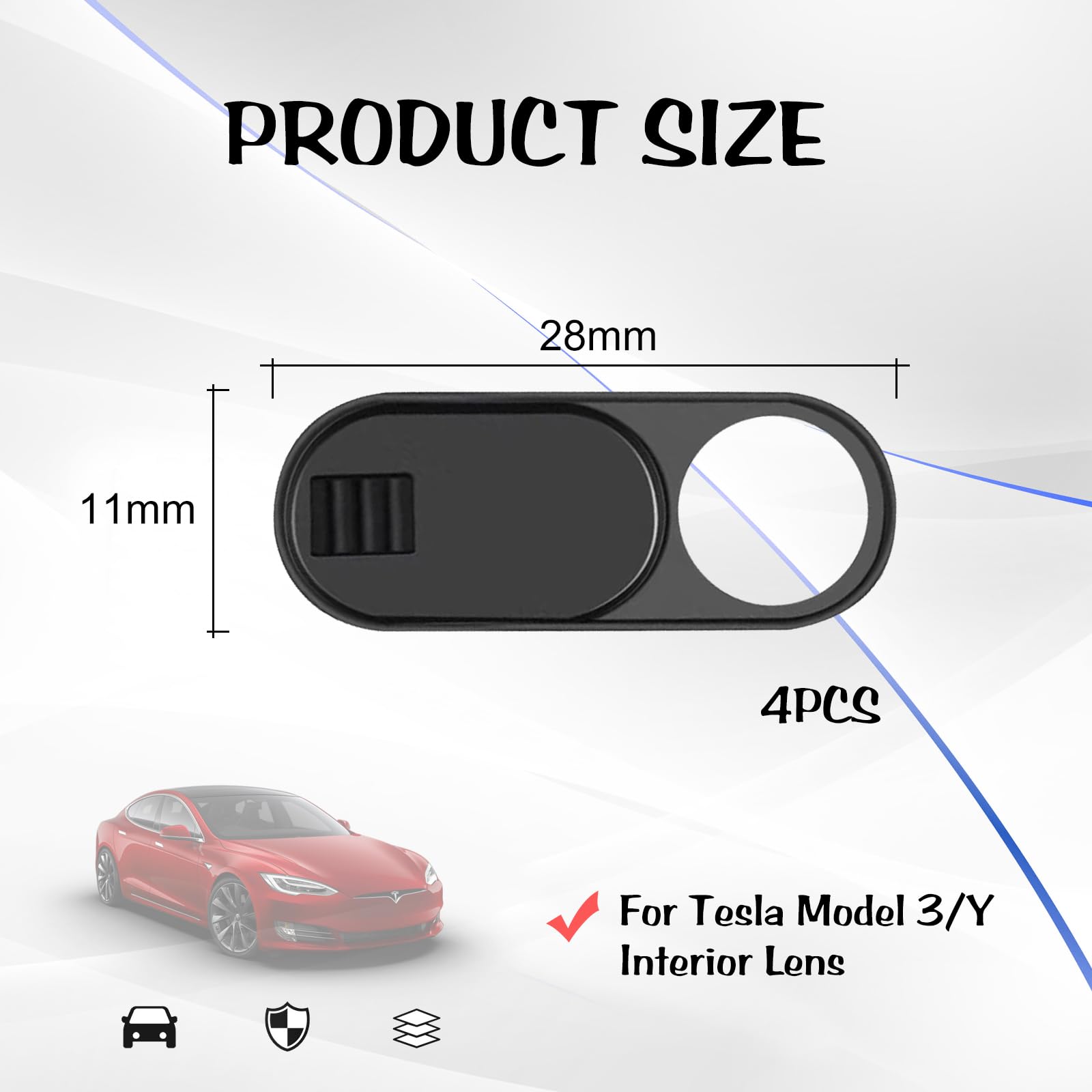 4pcs Webcam Cover cursore Cover Cover per Computer Portatile Cover applicabile al Notebook e Telefono Cellulare Cover per Tesla Model 3/Y (Nero)