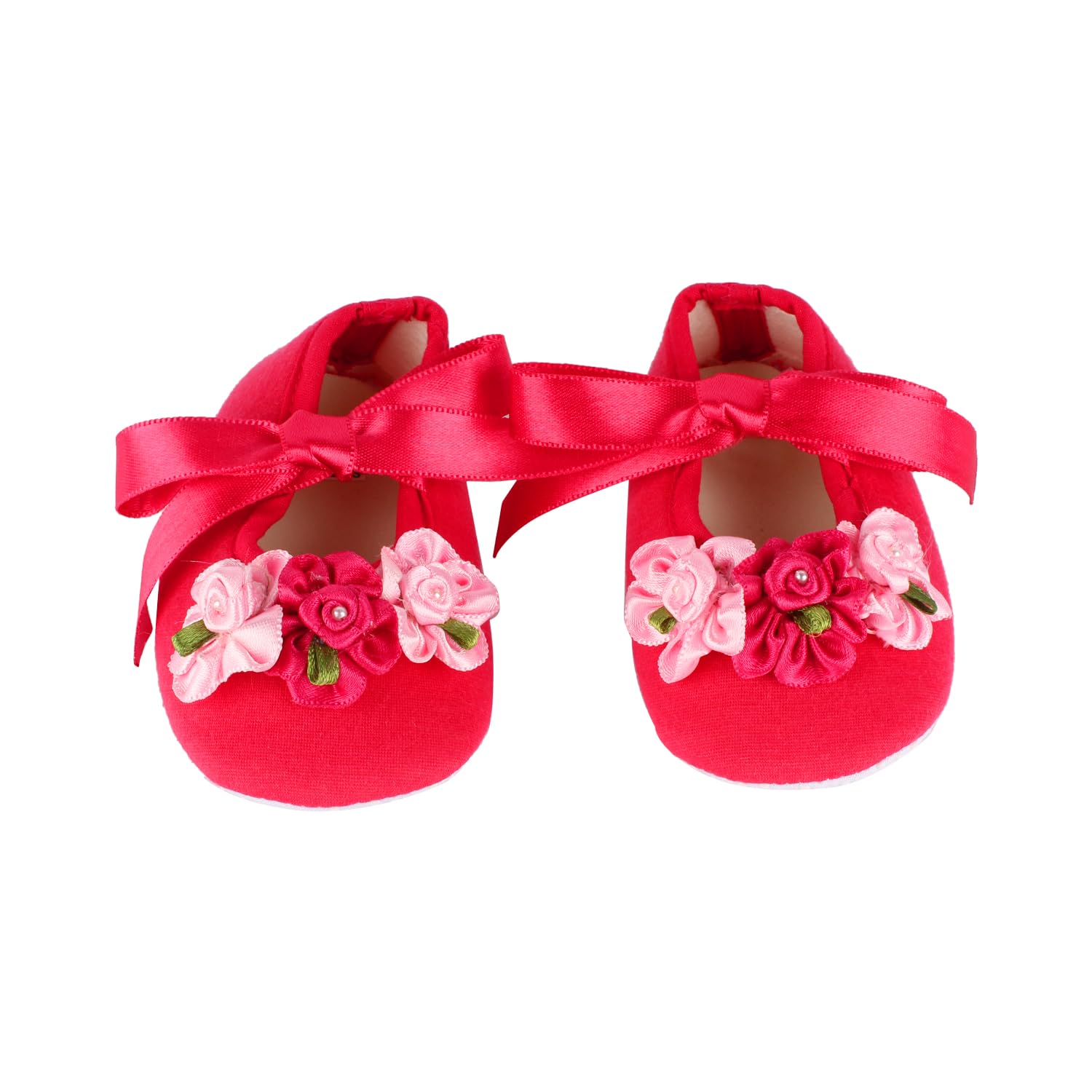 Pink flower Booties Pink -(6months to 9months) 12cms-image-17