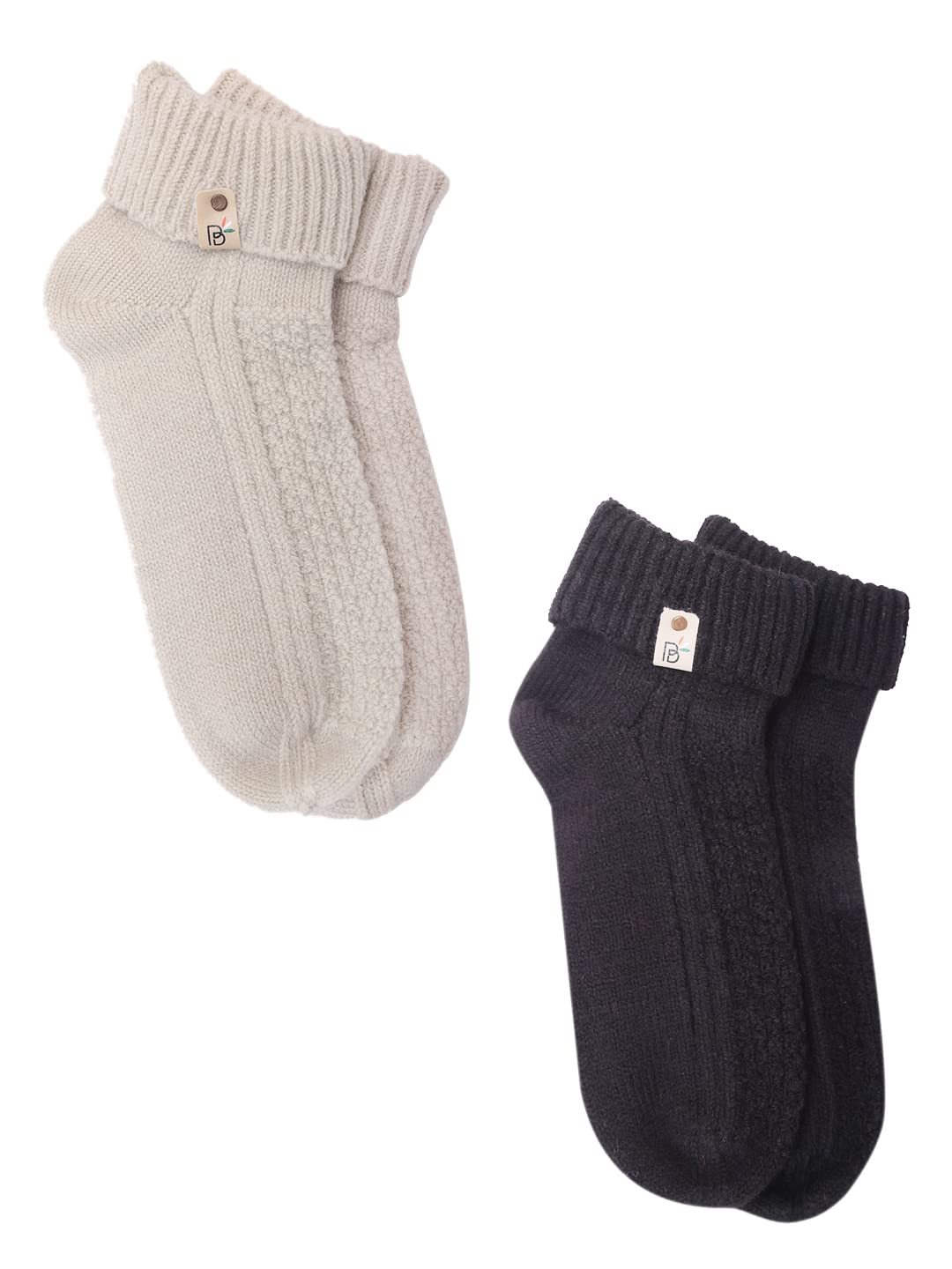 bharatasya Pack of 2, Fine Knitted Ankle Length Winter Woolen Socks for Women-picture-13