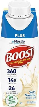 Boost Plus Drink, 8 fl oz. Bottles, 24/Case - Vanilla