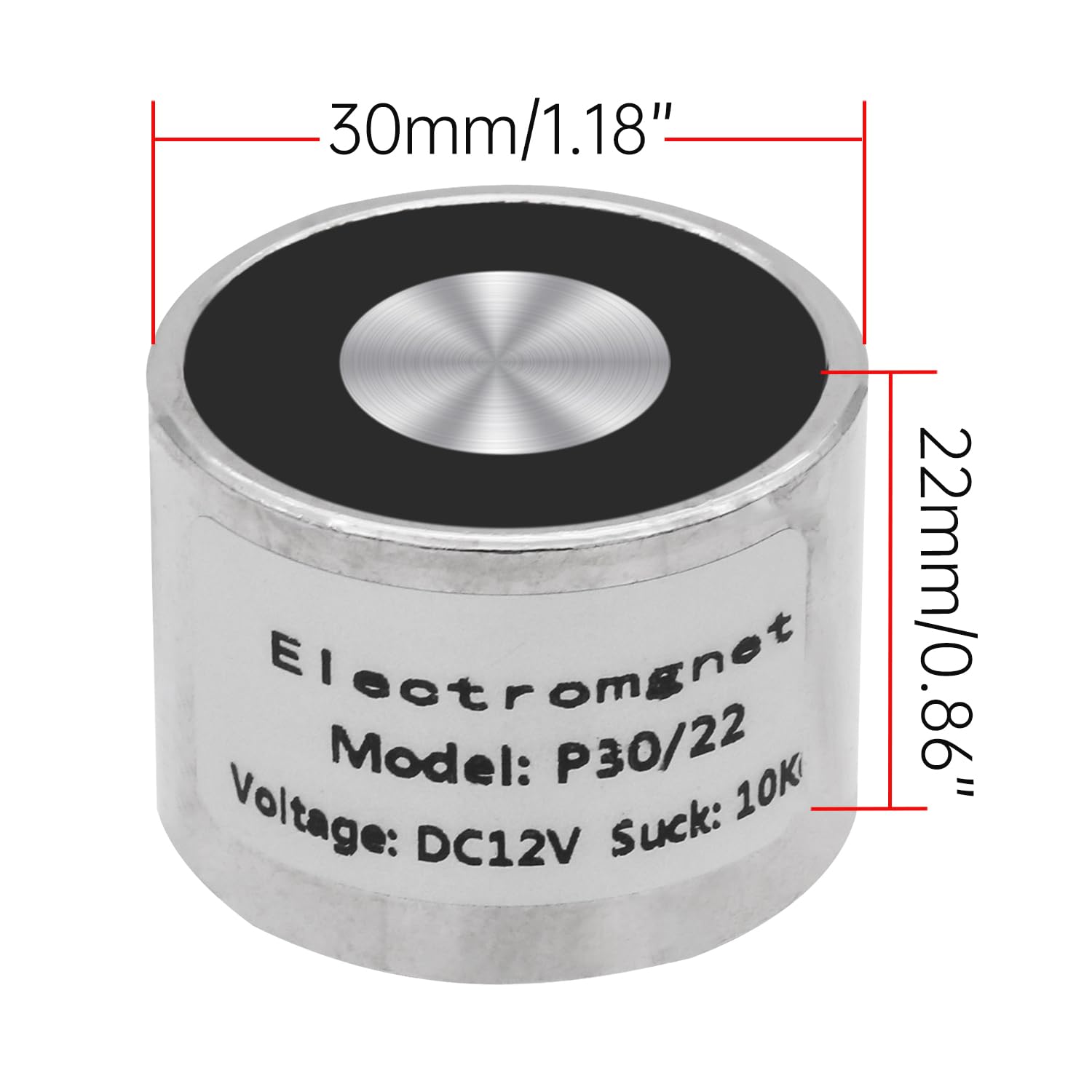 DC 12 V 100 N 22 LB/10 kg Sucker elektromagnes magnes siłownik podnoszący utrzymuje okrągły 30 x 22 mm