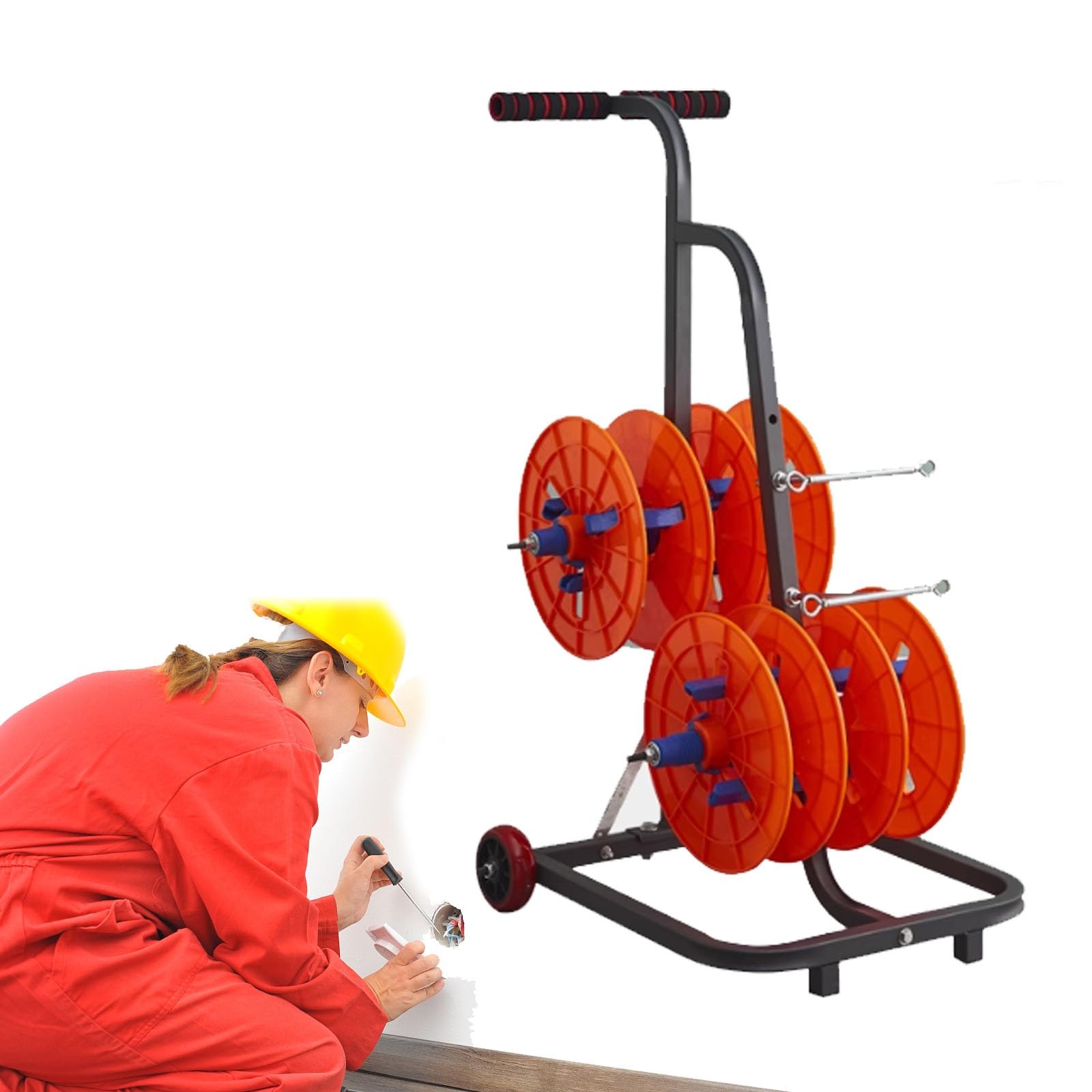 Estante para carretes de Alambre Estante para carretes de Alambre eléctrico, Soporte para carretes de Cable de Alta Resistencia/dispensador de Alambre para almacenes de fábricas, l