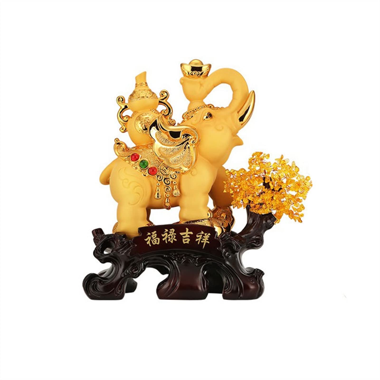 Éléphant de fortune B : statue Feng Shui en résine pour salon