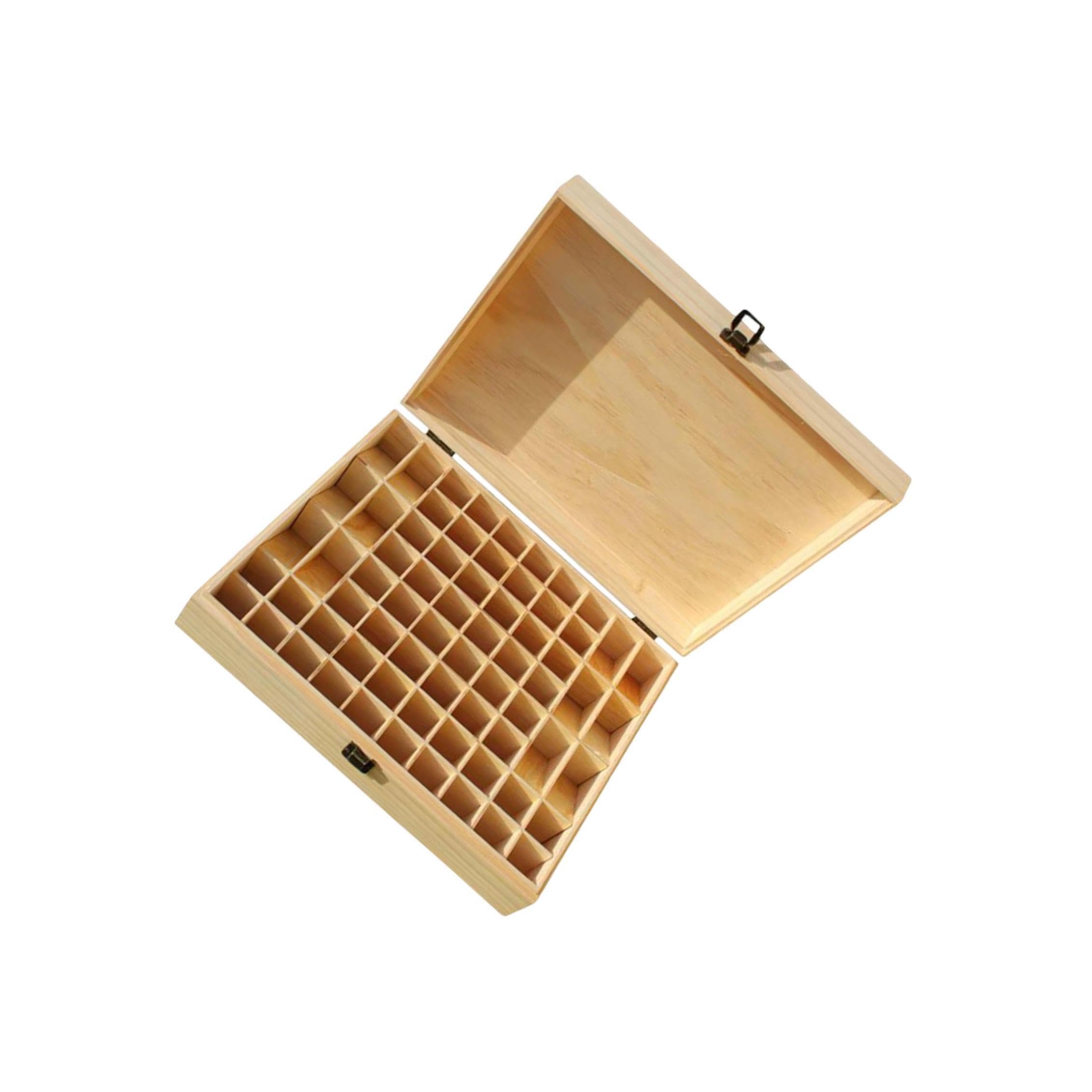 Elegante organizador de madera natural con 68 compartimentos para cosméticos y esmaltes