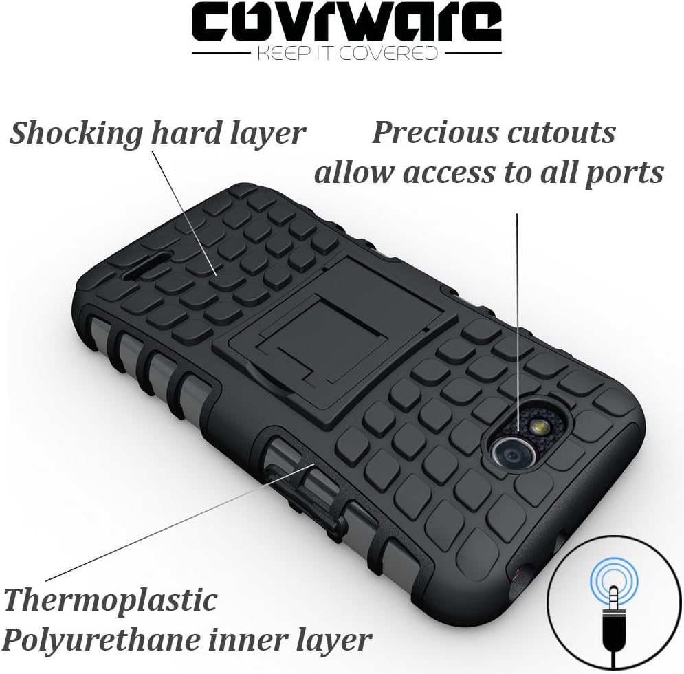 COVRWARE LG Optimus L90 Case, [Terrapin Series] Armor Protective Case with [Kickstand] [ Included HD Film & Aluminum Sensitive Stylus Pen ] For LG Optimus L90 (T-Mobile) / D415 - Black