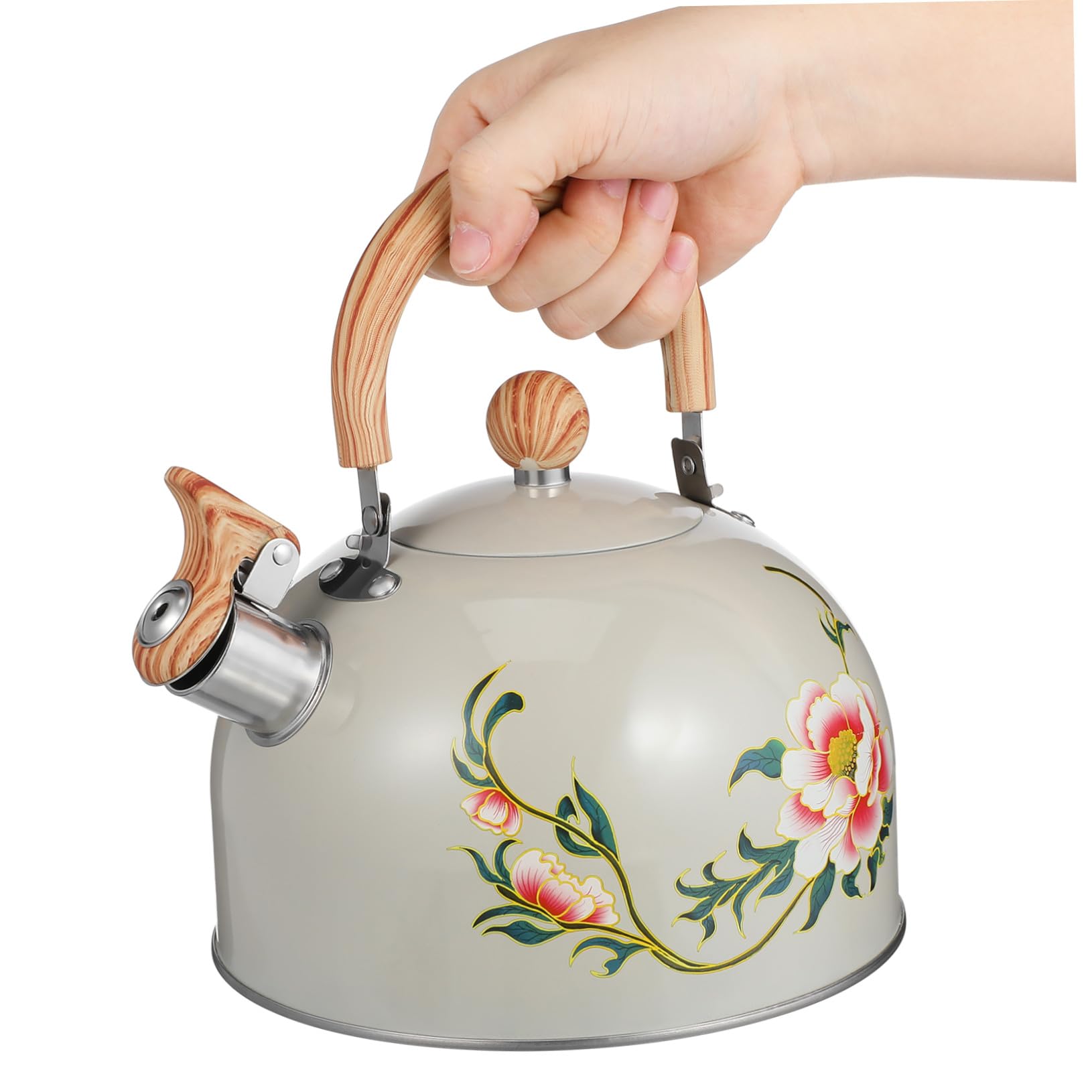Tetera Acero Inoxidable Silbante Diseño Floral 3l