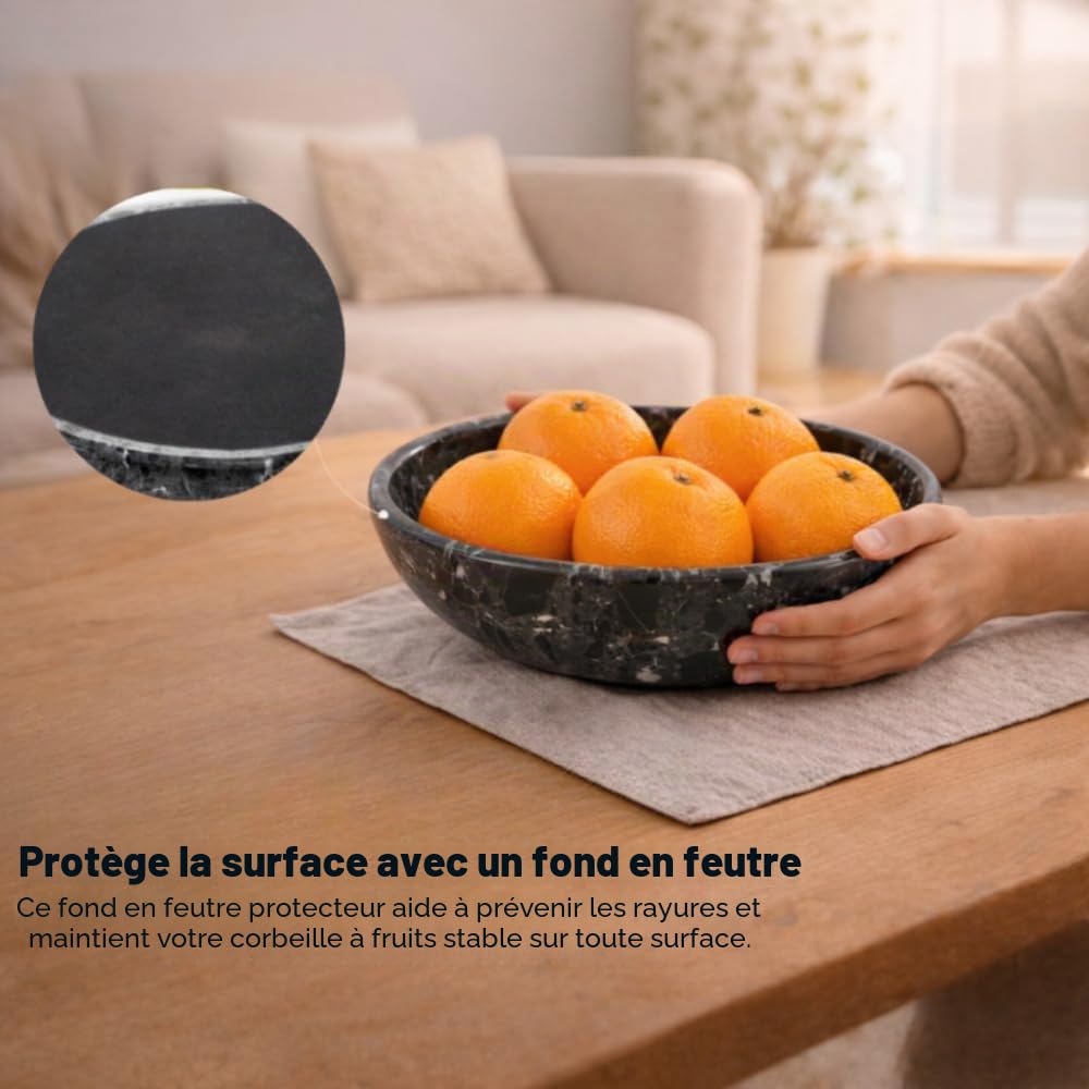 Radicaln Bol à fruits en marbre 25,4 cm noir fait à la main pour fruits et légumes pour décoration de cuisine – Décoration de cuisine de ferme, support à fruits