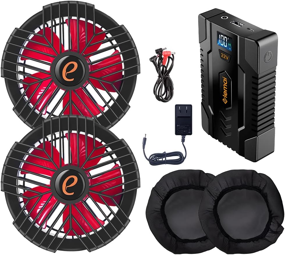 Amazon.co.jp: [ELEMAI] ファン付き作業服対応 22V高電圧出力 25000mAh