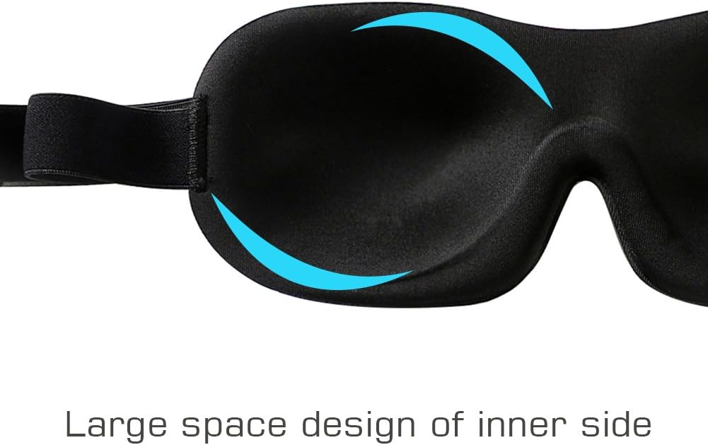 Lonfrote Deep Molded Sleep Mask, with Ear Plug and Carry Pouch Lightweight & Comfortable Eye mask, Super Soft Material (Black)