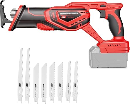 Cordless Reciprocating Saw Compatible with Milwaukee 18V Battery, Brushless Sawzall Electric Recip Saw with 8 Blades, 0-3500 RPM Speed, for Wood/Metal/PVC Cutting, No Battery