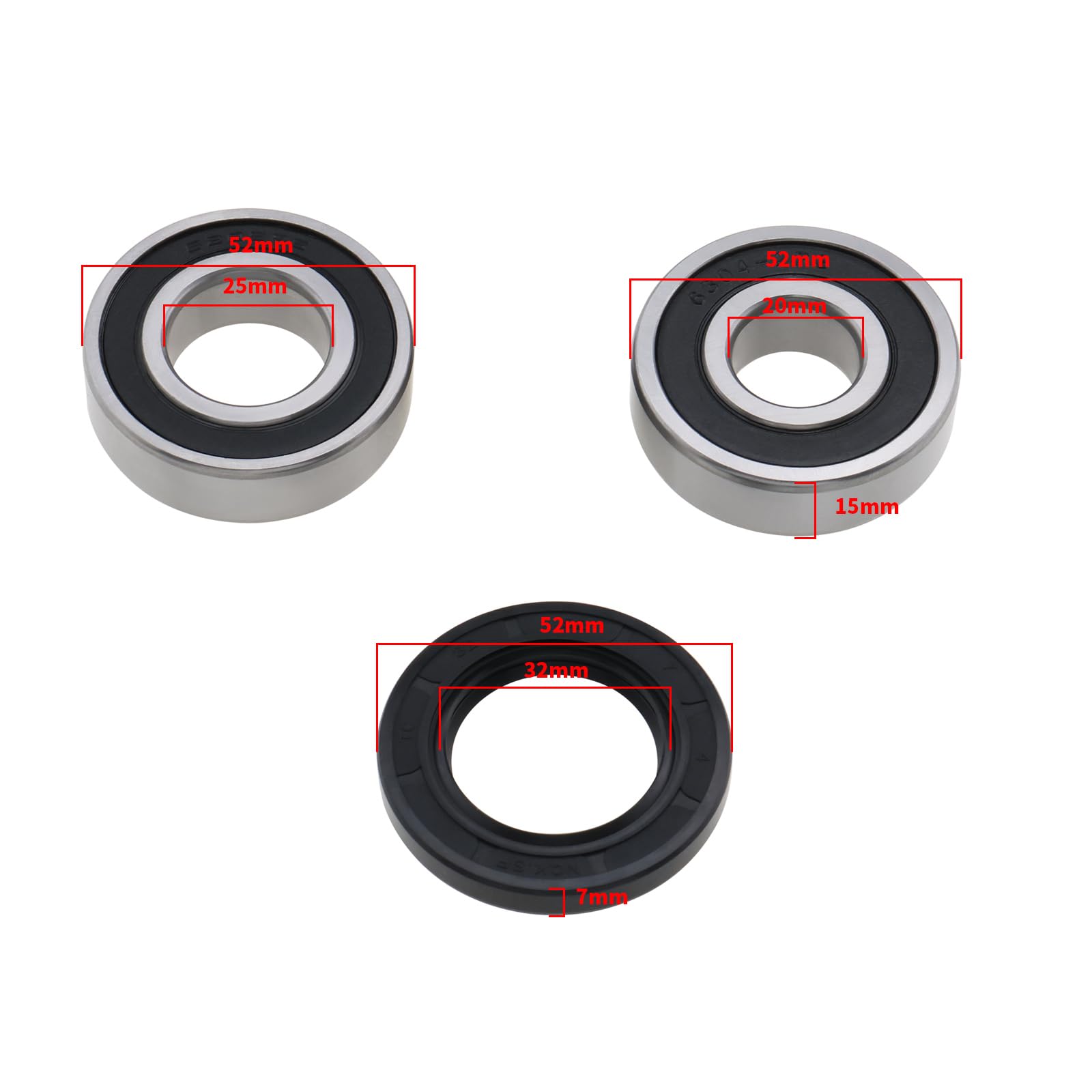 Kit De Roulements De Roue Pour Remorques DDR – Compatible HP300, HP400, HP401 – Avec Joint D’arbre – Roulements 6205 & 6204