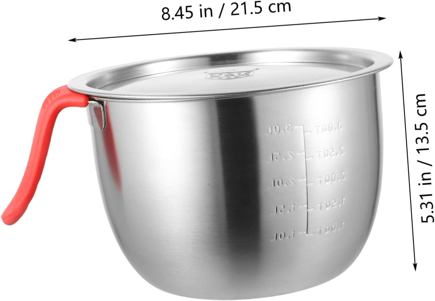Happyyami 304 Stainless Steel Egg Whisking Mixing Bowl with Lid Non-Slip Handle High-Depth for Kitchen Salad Baking and Cooking