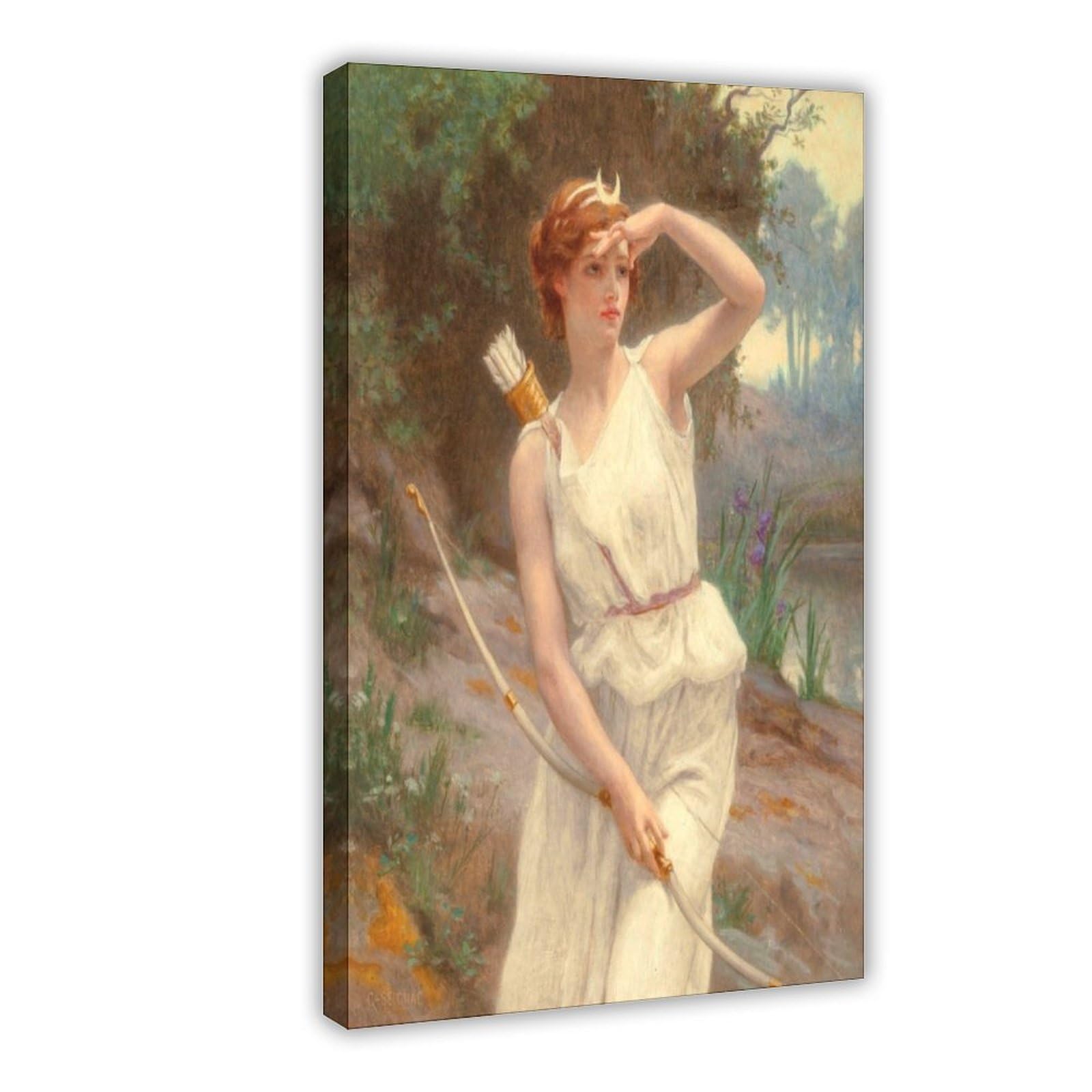 WCYB Guillamume Seignac Diana The Huntress 1870 Roman Mythology Goddess of The Hunt Moon And Nature Posters Prints Canvas Deco Paintings Wall Art Hangable