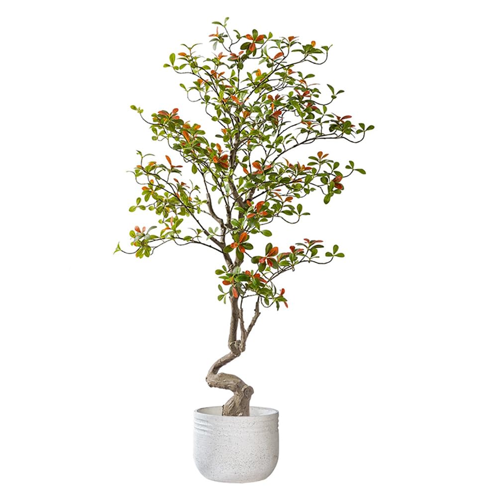 SWENEEN 180Cm High Artificial Water Stone Banyan Tree,Indoor Artificial Tree Potted Plant With Realistic Artificial Flowers,Decorative Green Artificial Tree,Tall Simulation Plant,E High 150cm