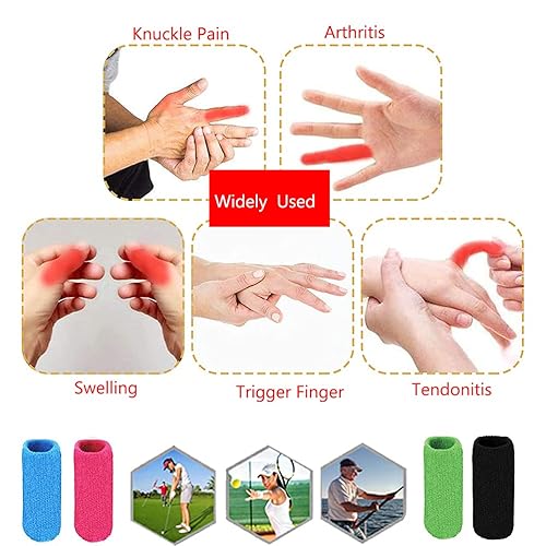 Miniatura 5 de ELANE Juego de 40 fundas elásticas para el pulgar para soporte de dedo, nudillos, para juegos, deportes, baloncesto, negro, verde, celeste, rosa rojo
